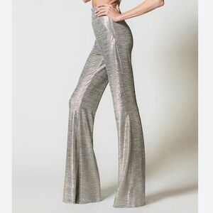 ✨ Gomez-Gracia Metallic B.I. Flare Trousers Silver Disco Pants ✨